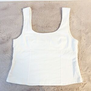 PALISADE White Cotton Square Neck Basic Tank Top Size Large